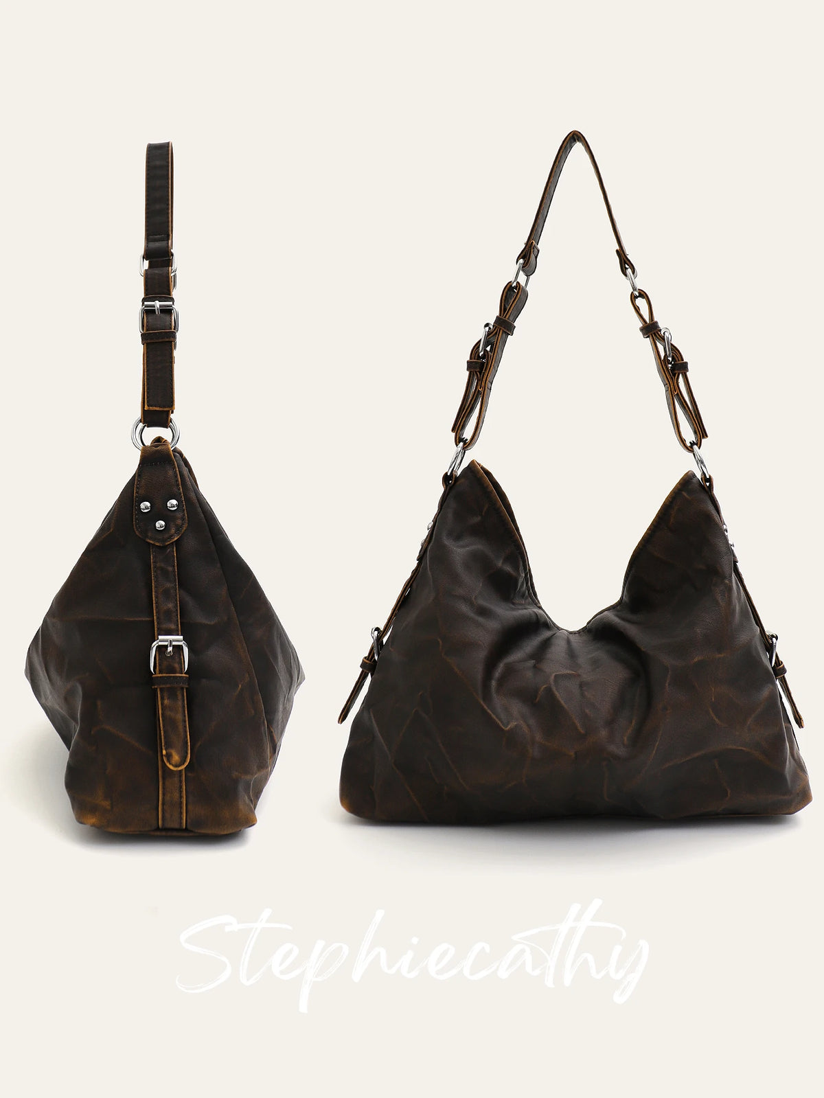 Buckle-Detail Slouchy Hobo