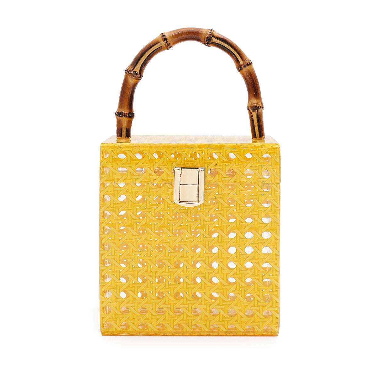 Bamboo-Handle Box Clutch