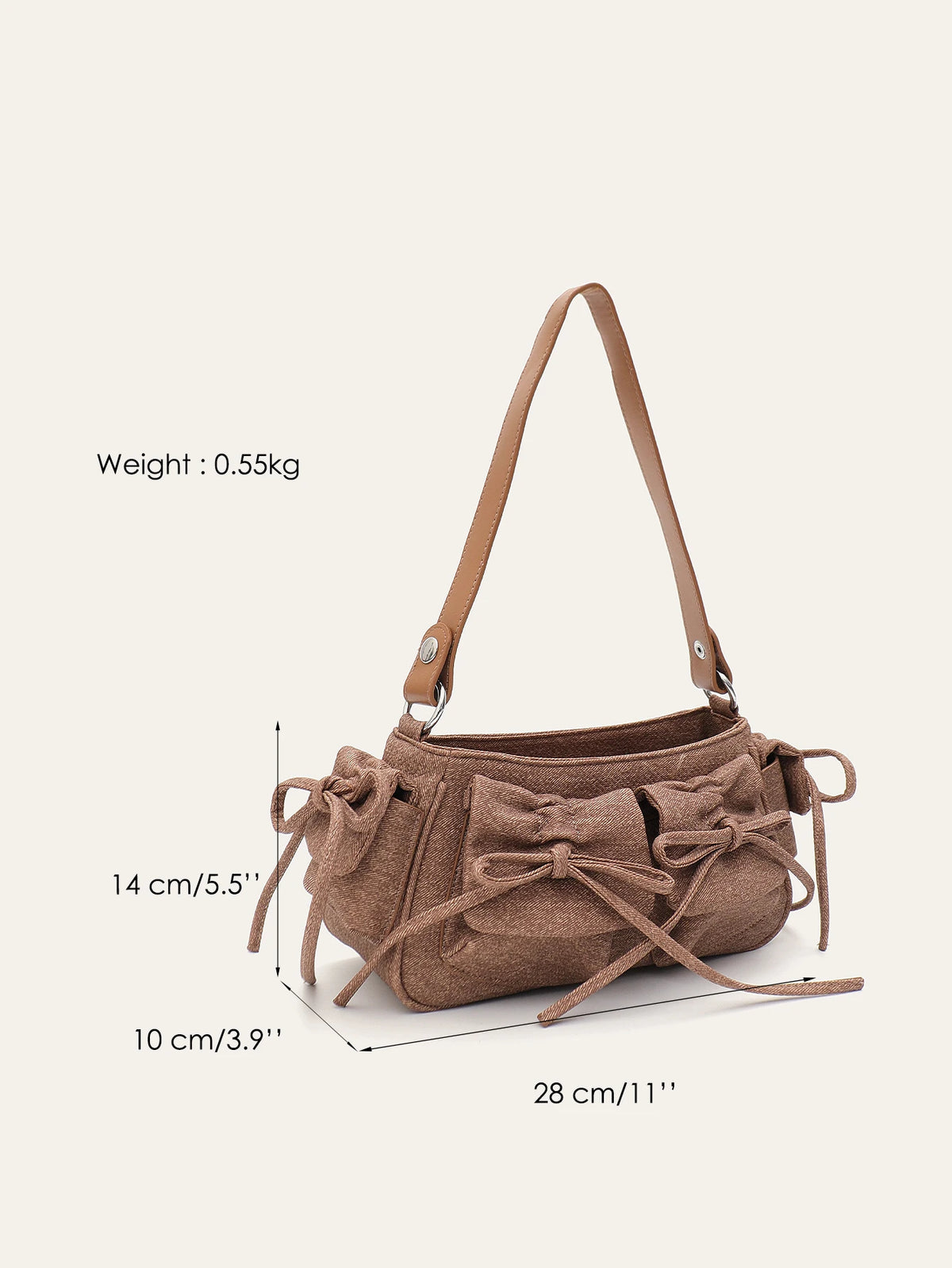 Ruched Bow Shoulder Bag