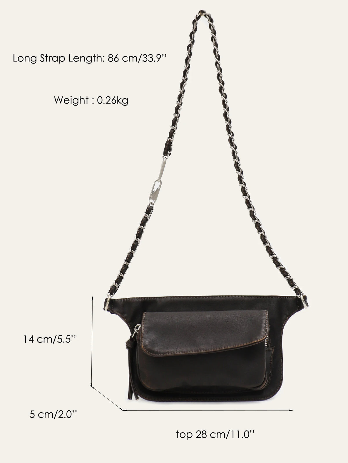 Chain-Strap Flap Crossbody