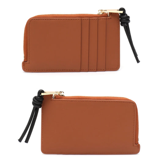 Contrast-Tassel Zip Card Wallet