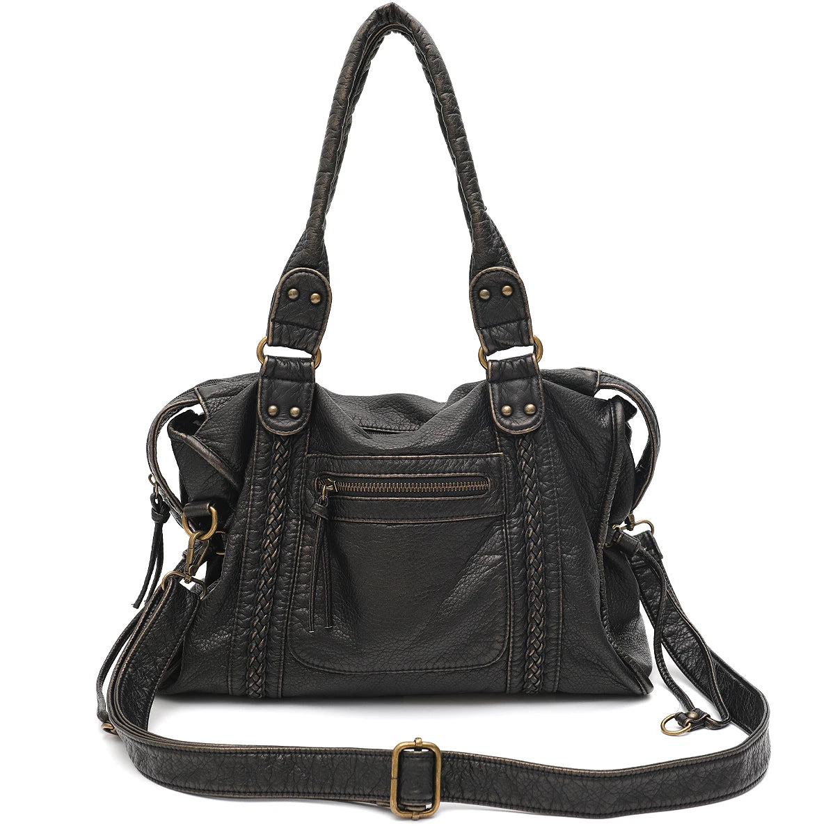 Multi-Pocket Braided Satchel