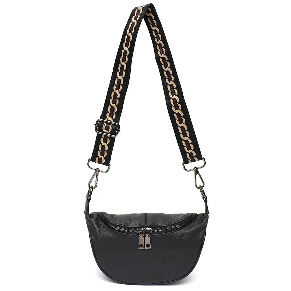 Patterned-Strap Shoulder Bag
