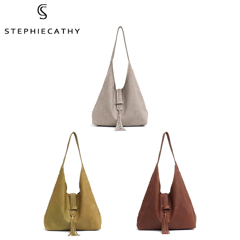 Tassel Shoulder Hobo Bag