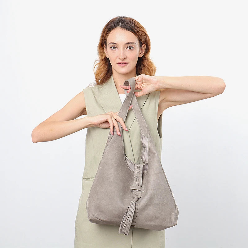 Tassel Shoulder Hobo Bag
