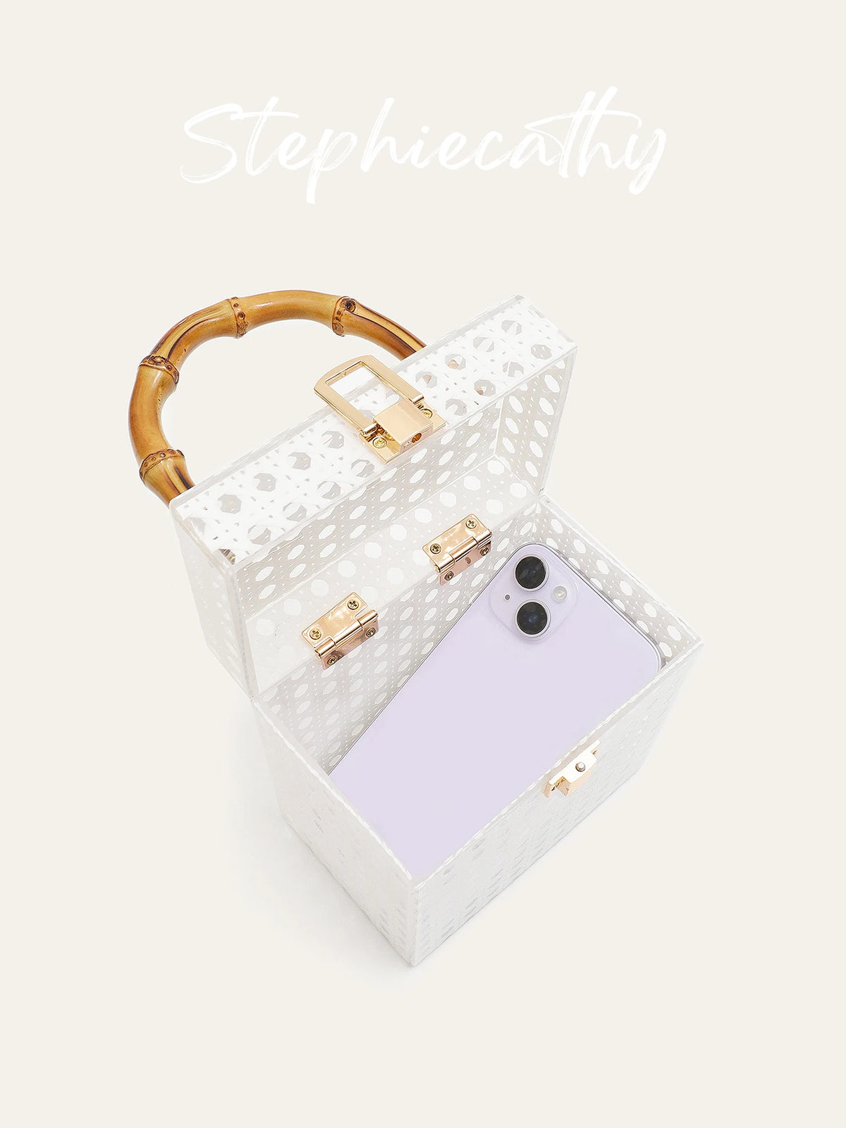 Bamboo-Handle Box Clutch