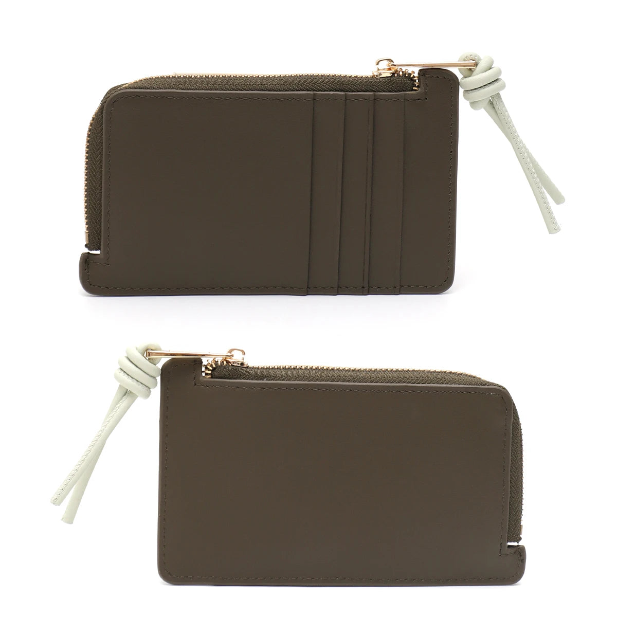 Contrast-Tassel Zip Card Wallet