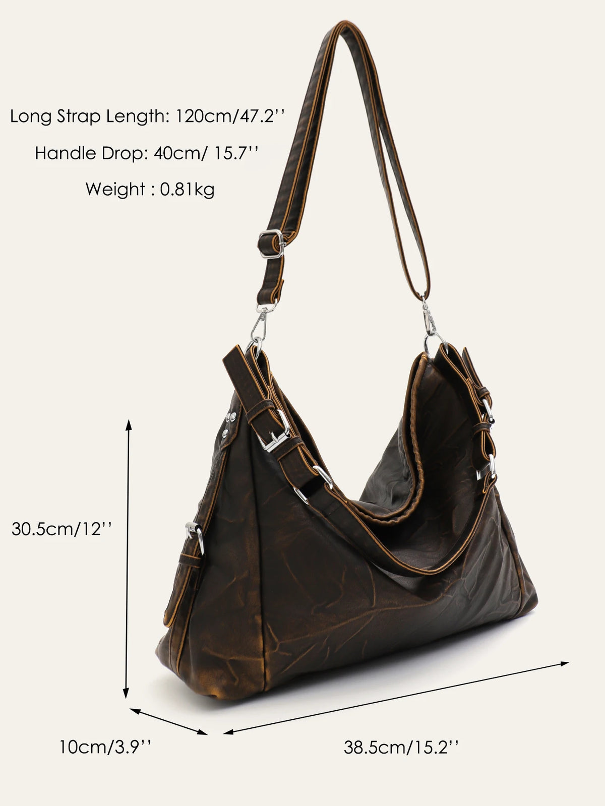 Buckle-Detail Slouchy Hobo