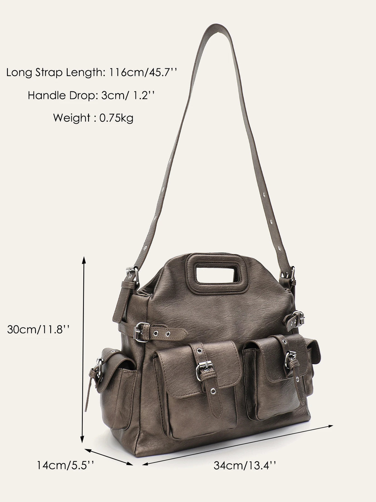 Cutout-Handle Multi-Pocket Bag