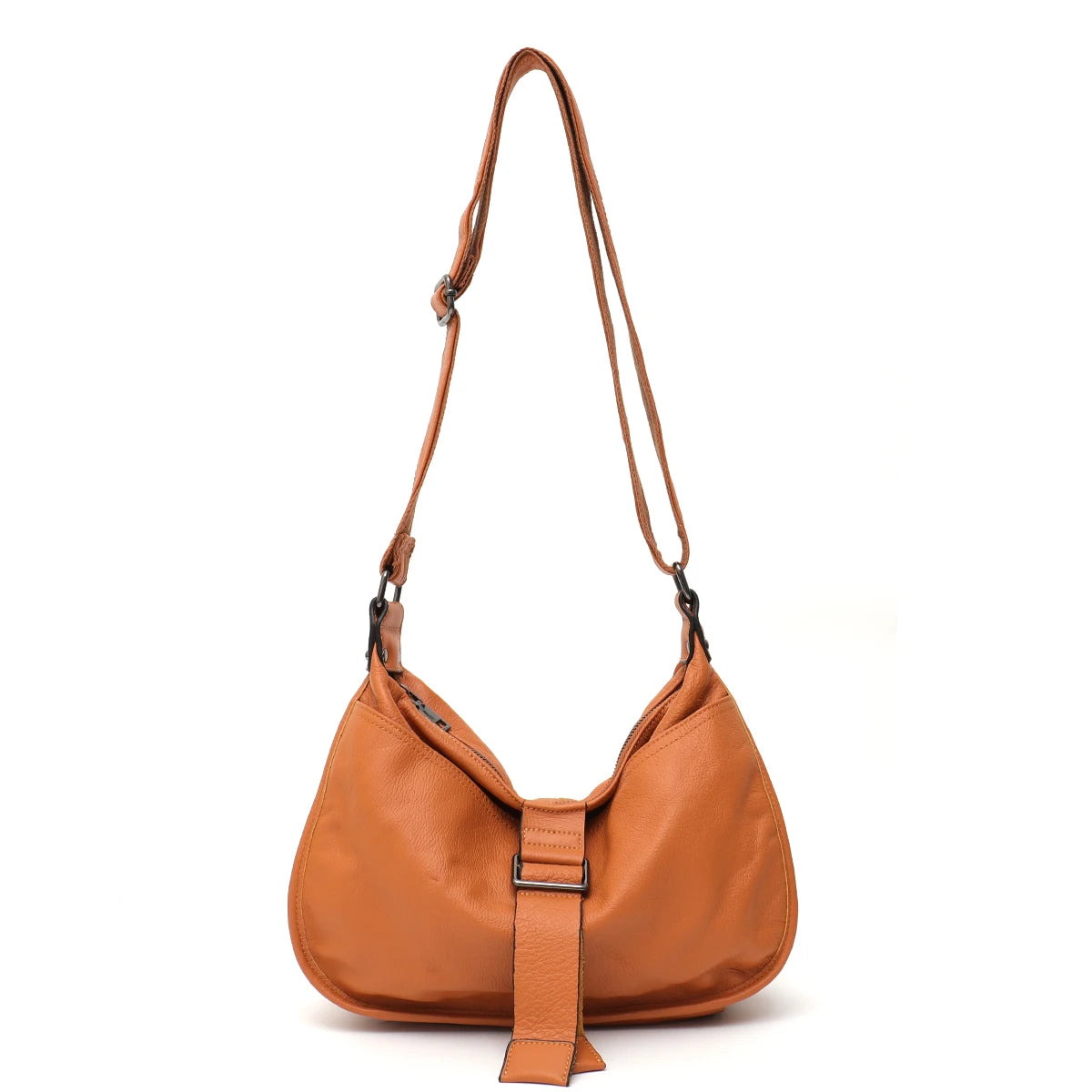 Buckle-Strap Slouchy Hobo