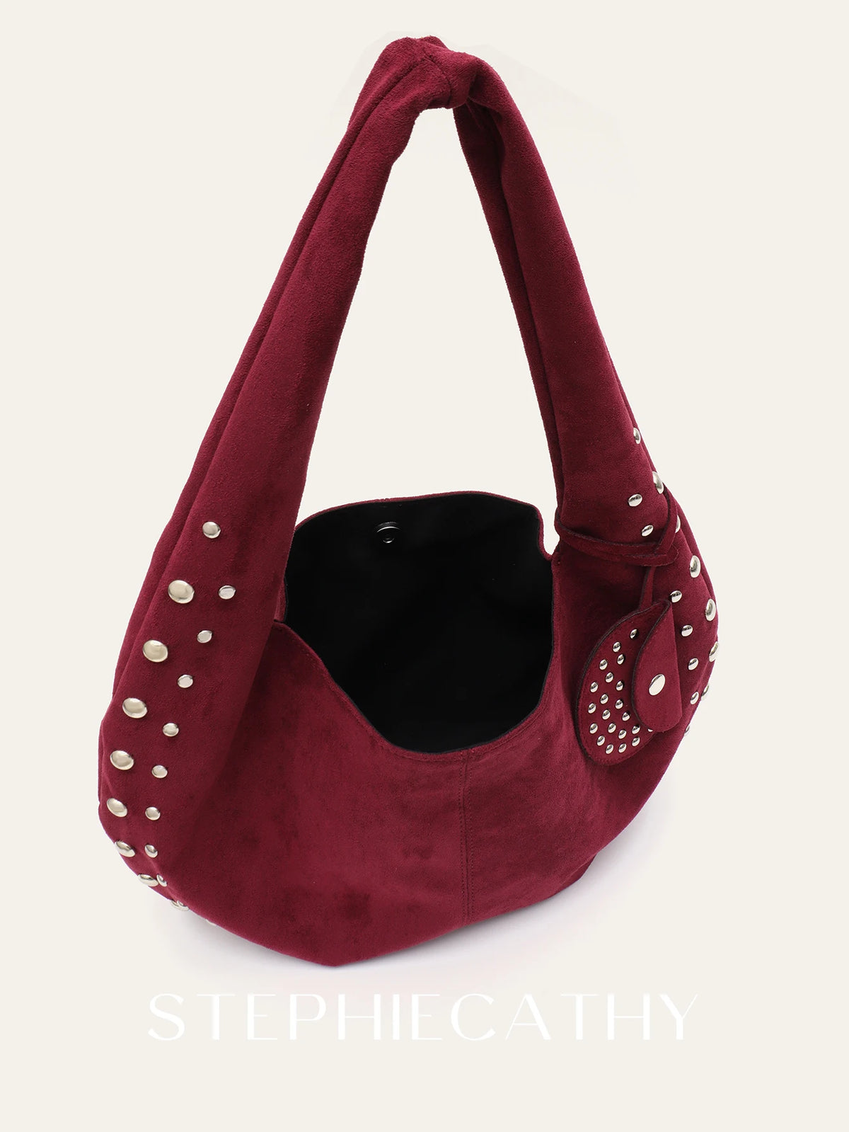 Studded Slouchy Hobo Bag