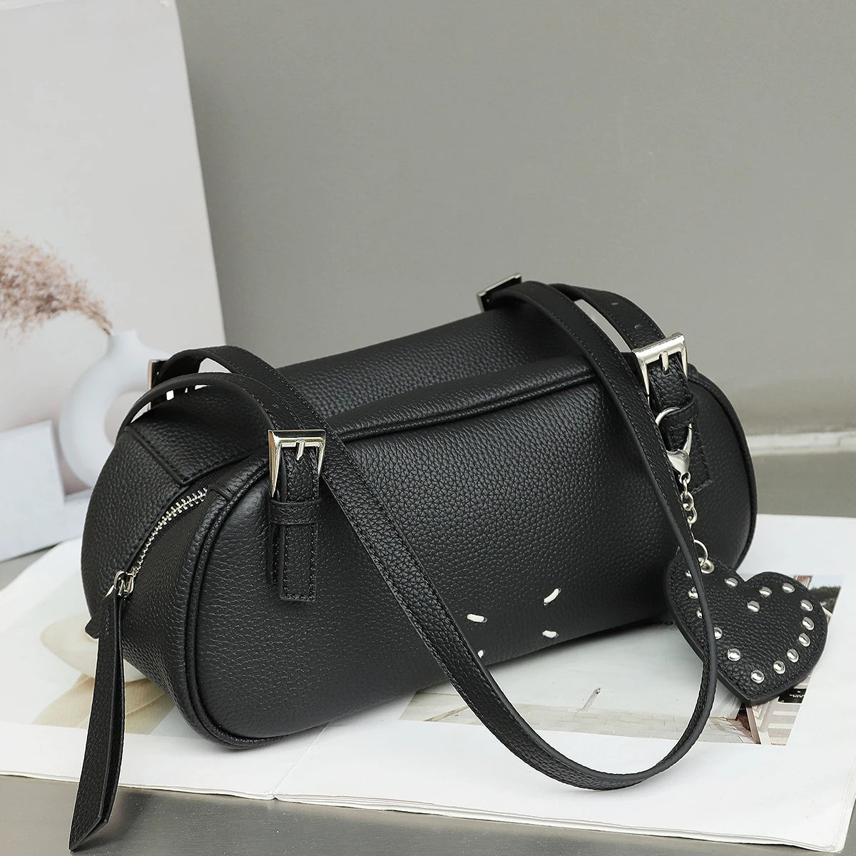 Riveted Barrel Shoulder Bag