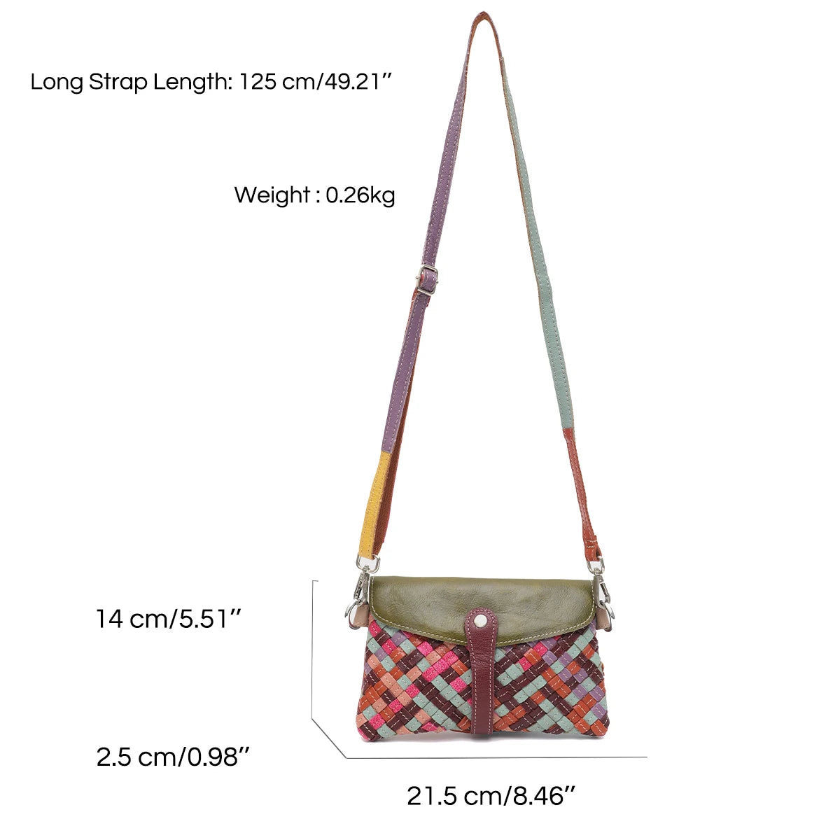 Woven Patchwork Flap Bag