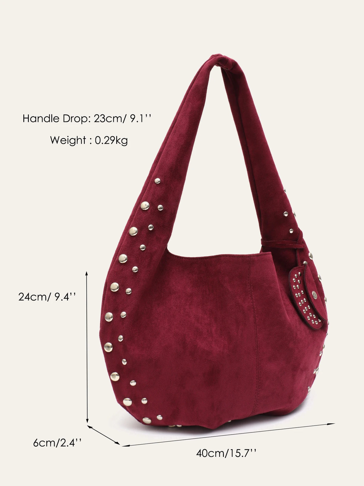 Studded Slouchy Hobo Bag