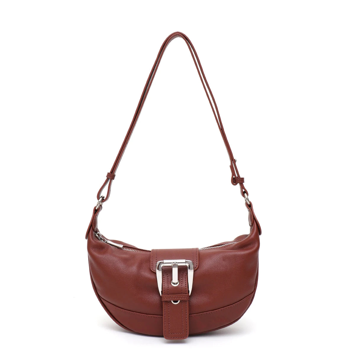 Buckle Half-Moon Shoulder Bag