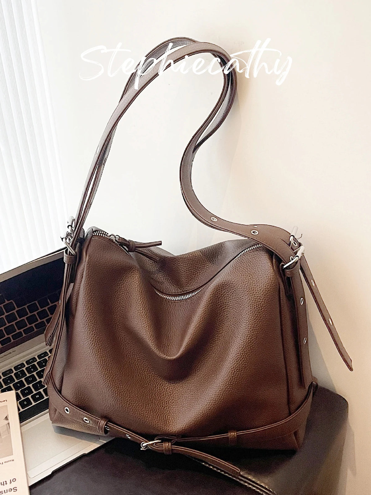 Belt-Detail Slouchy Hobo