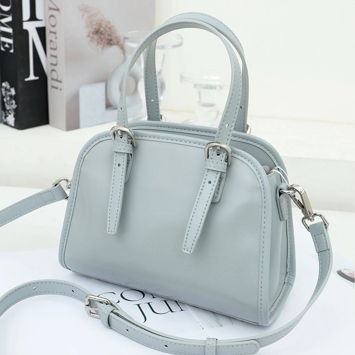 Domed Zip Top-Handle Bag