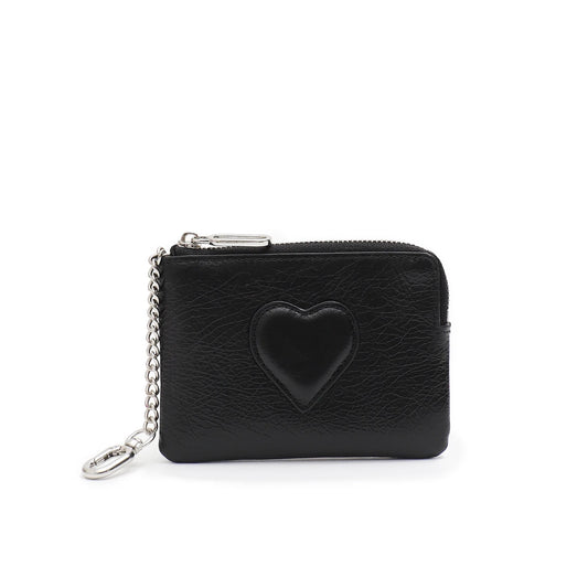 Heart-Embossed Keychain Wallet