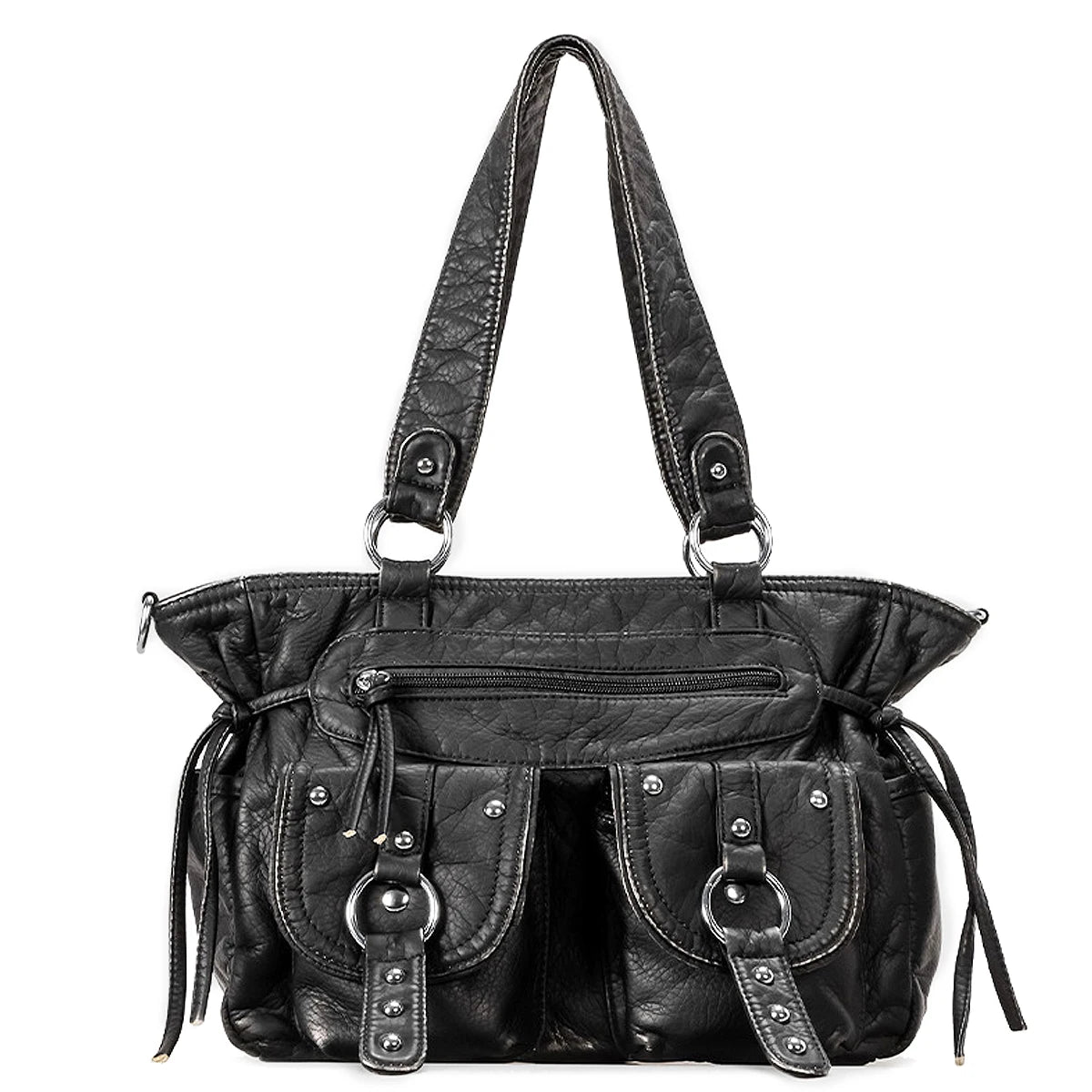Studded Multi-Pocket Satchel
