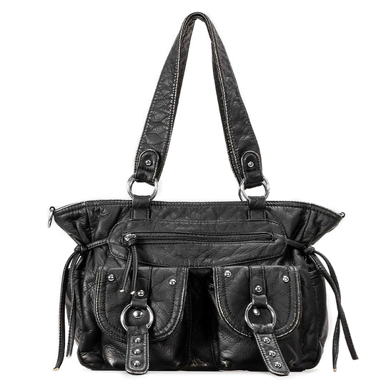Studded Multi-Pocket Satchel