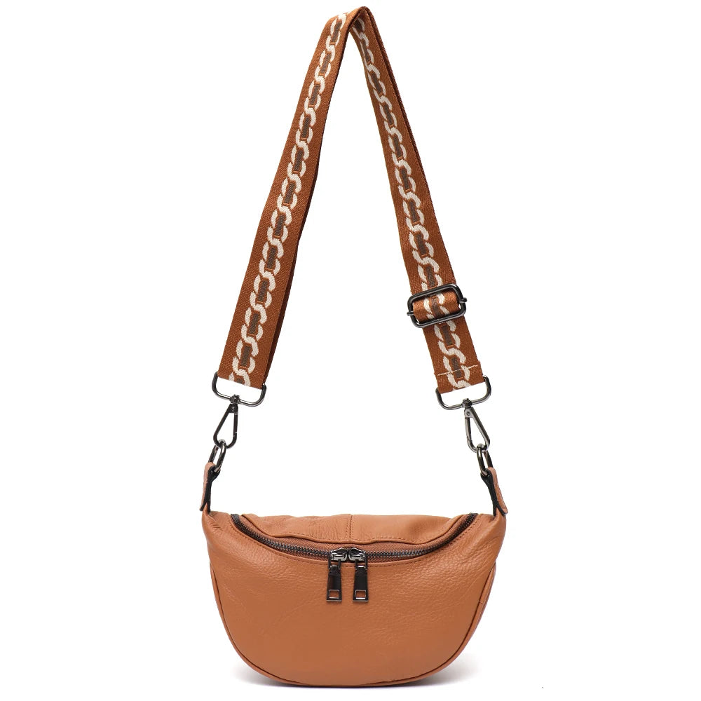 Patterned-Strap Shoulder Bag