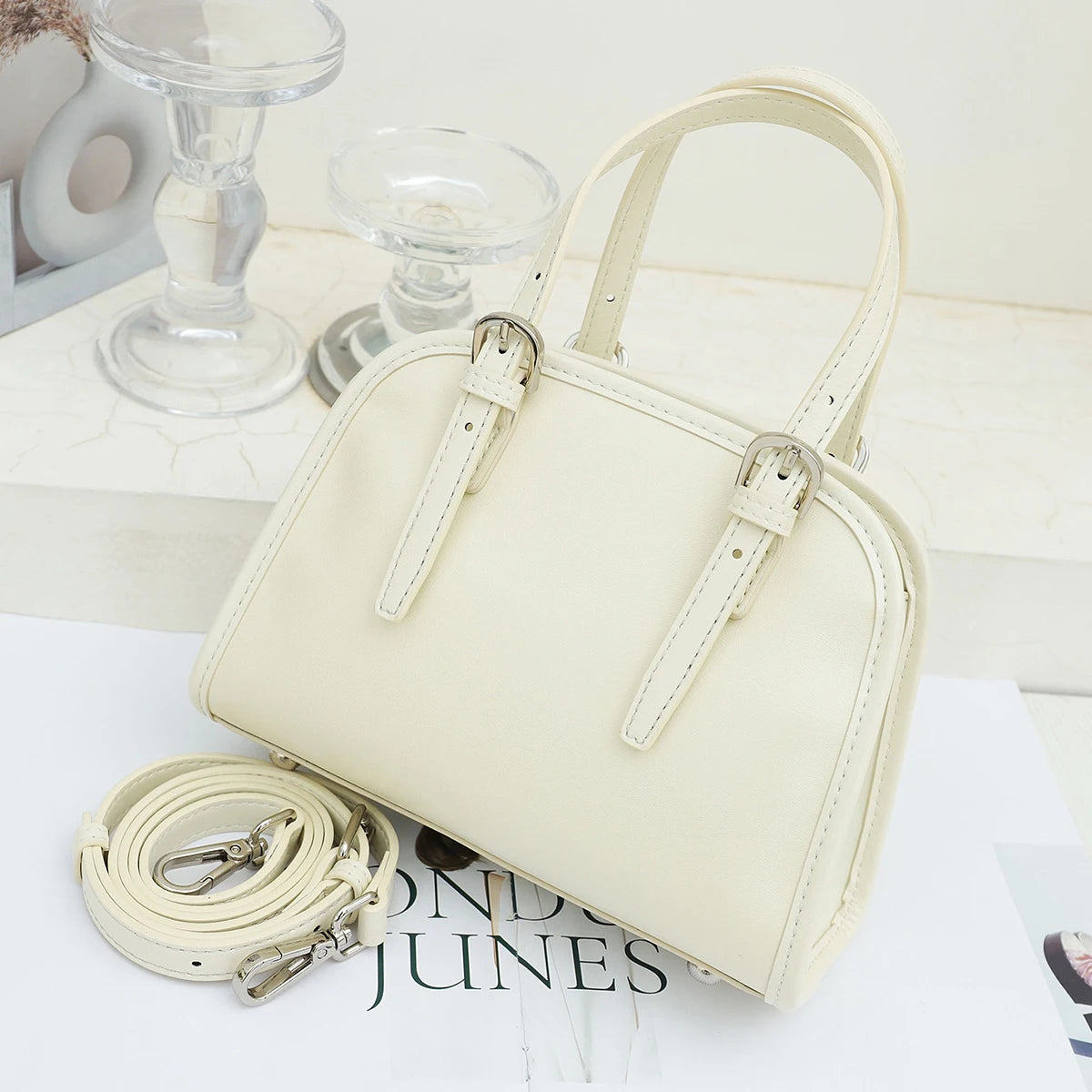 Domed Zip Top-Handle Bag