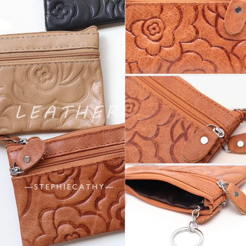 Embossed Floral Key Pouch