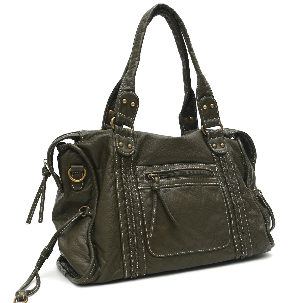 Multi-Pocket Braided Satchel