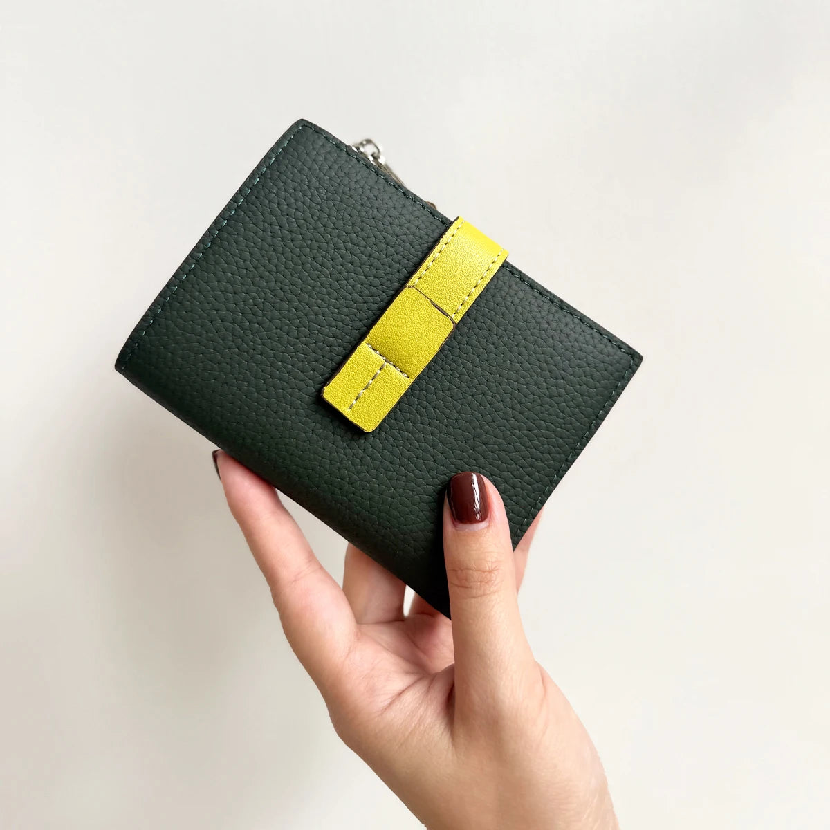 Contrast-Trim Zip Wallet
