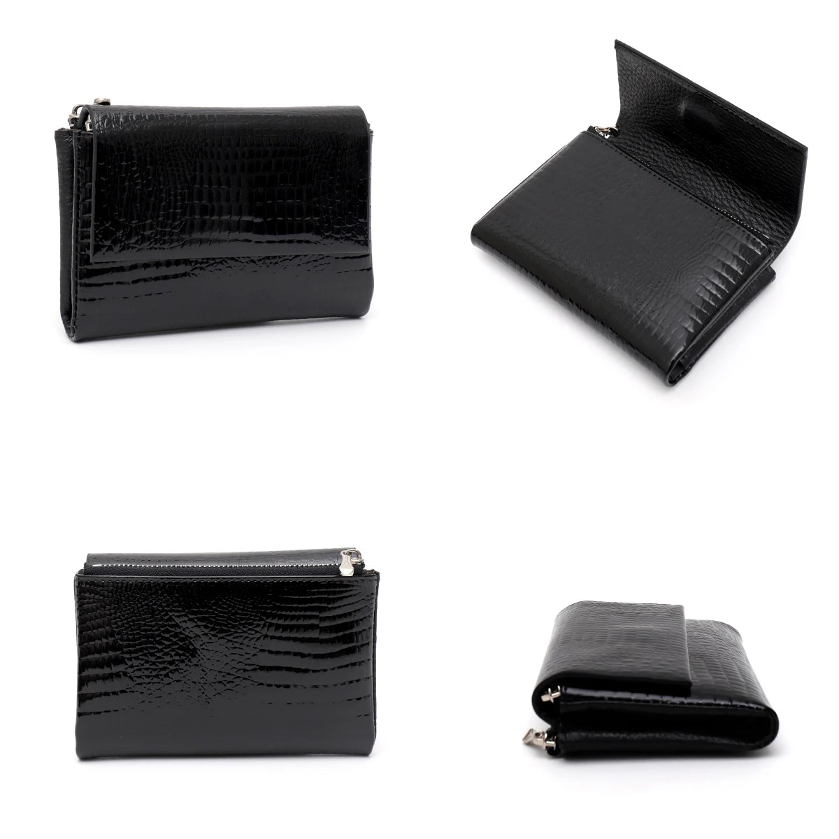 Croc-Embossed Trifold Wallet