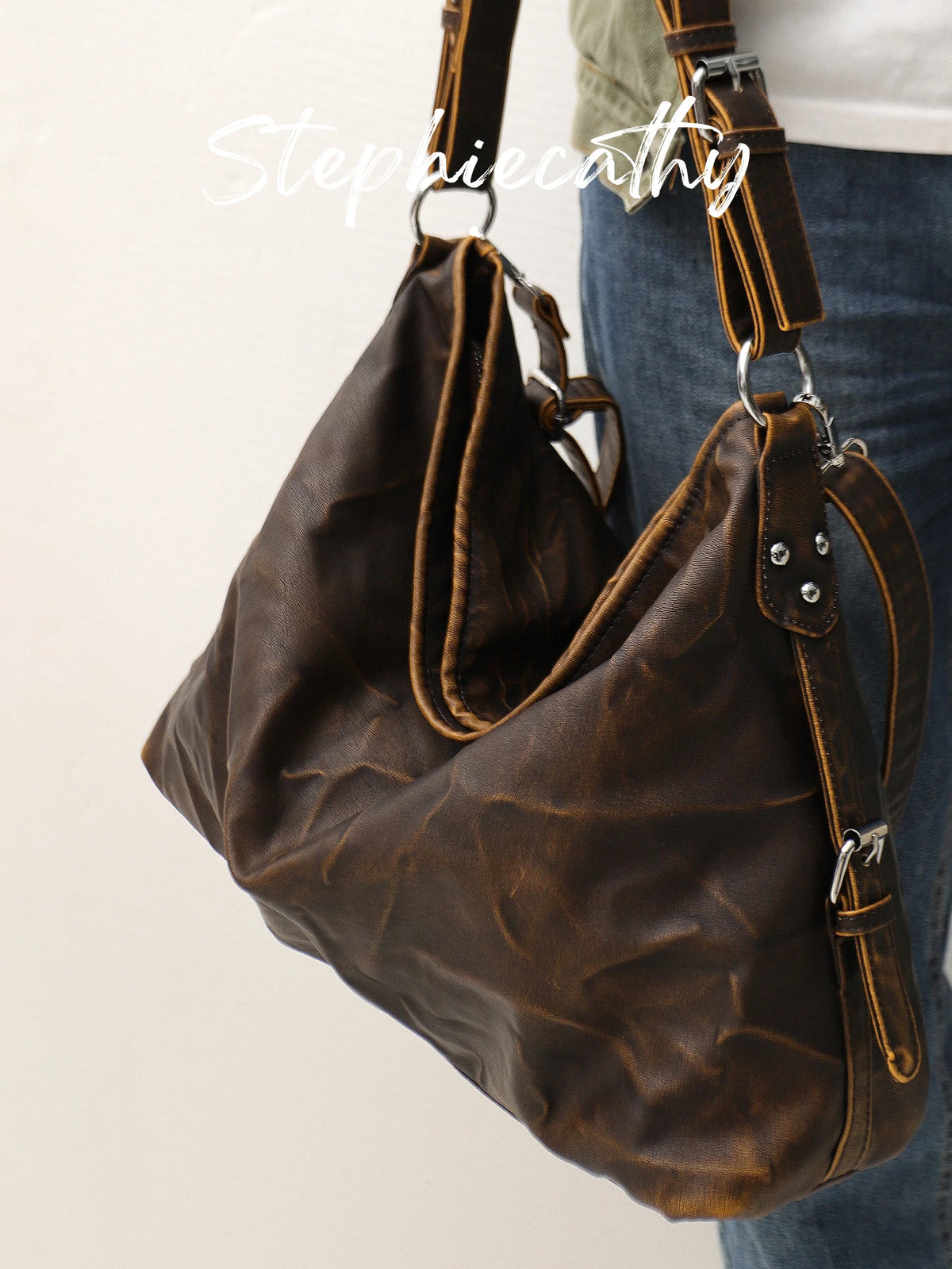 Buckle-Detail Slouchy Hobo
