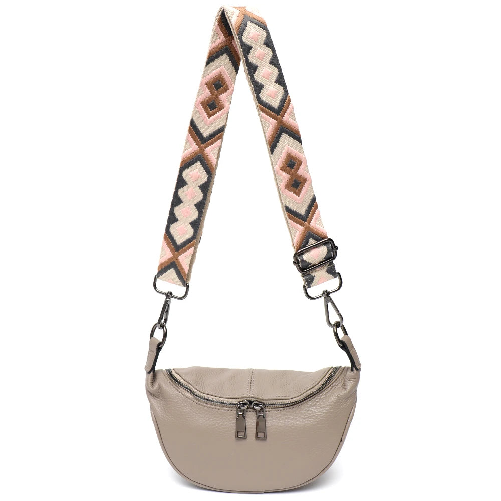Patterned-Strap Shoulder Bag