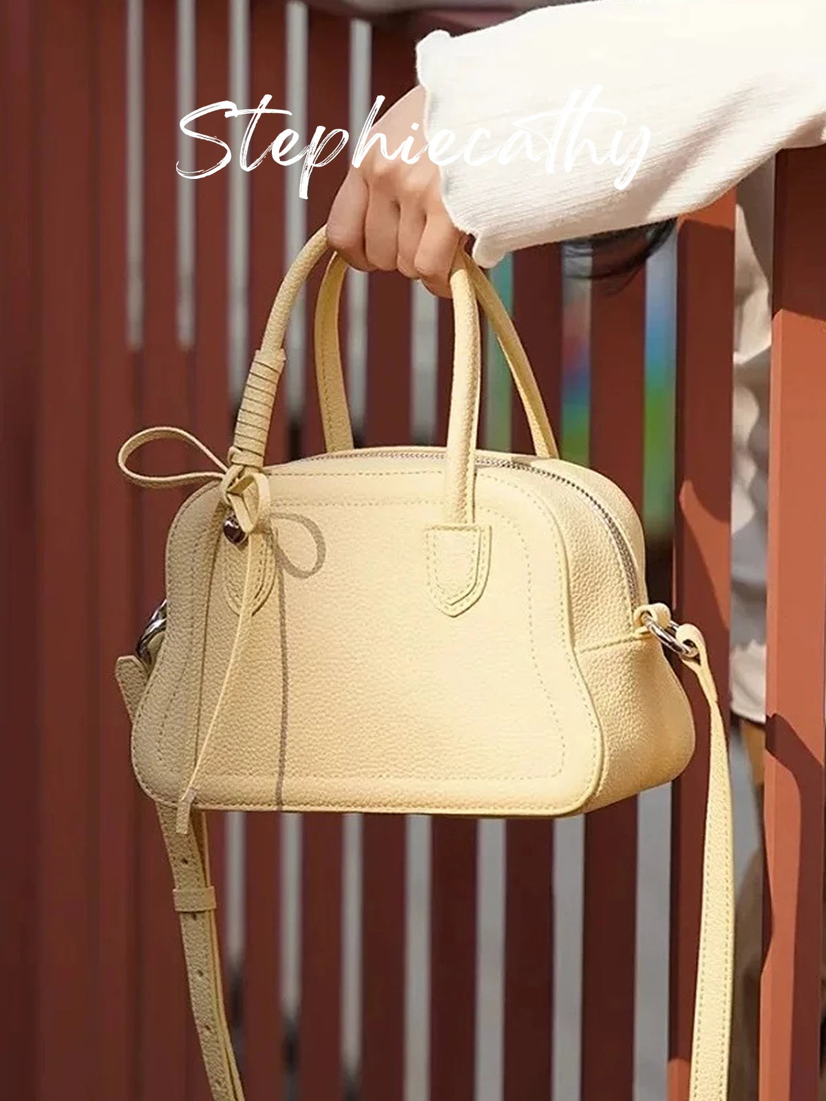 Bow-Detail Top-Handle Bag