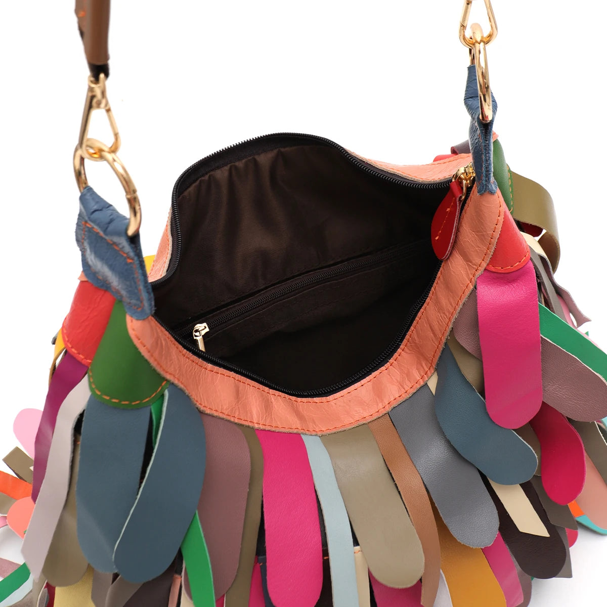 Fringe Patchwork Hobo Bag