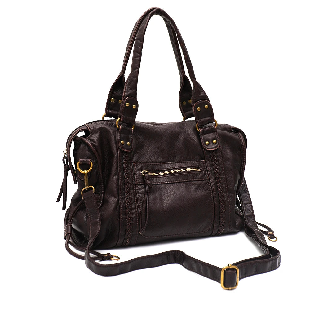 Multi-Pocket Braided Satchel