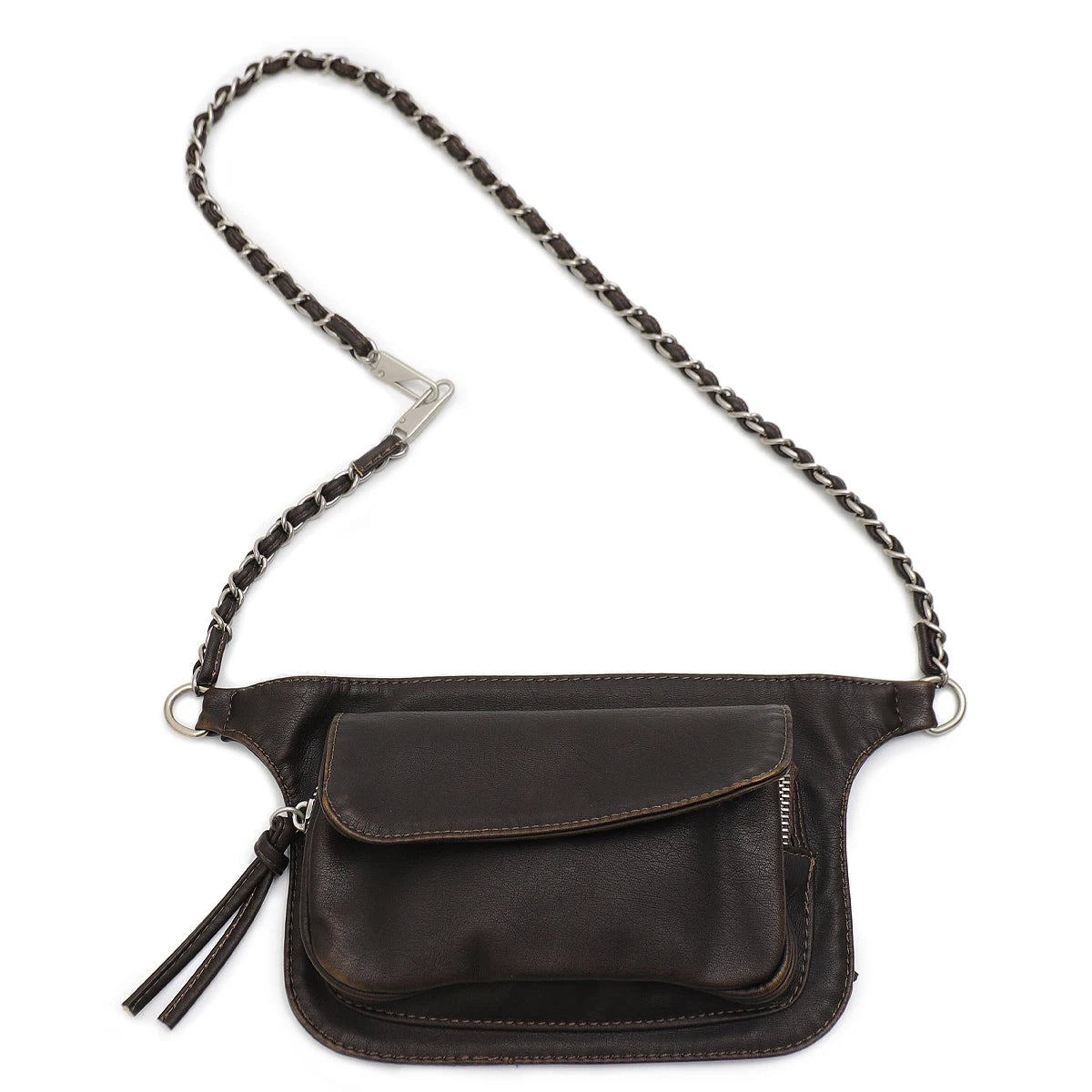 Chain-Strap Flap Crossbody