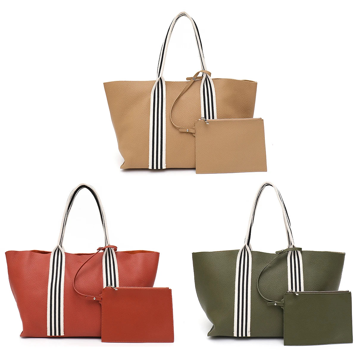 Striped-Handle Tote Set