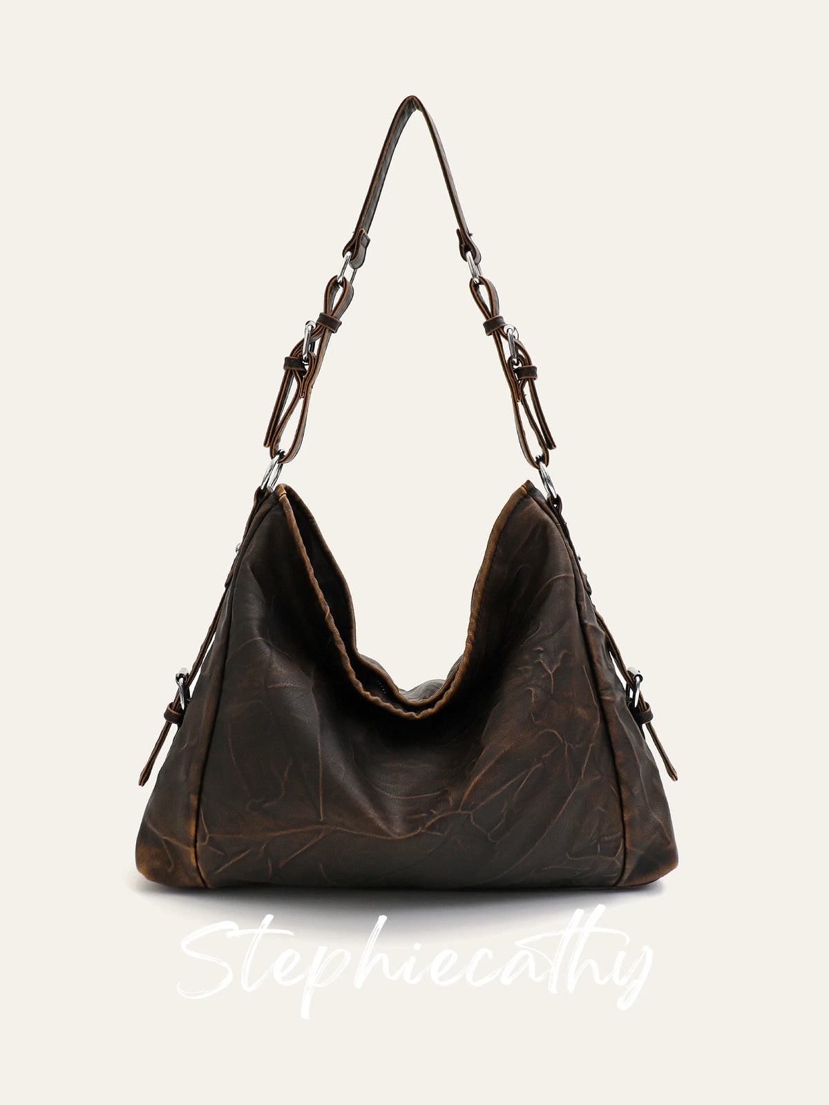 Buckle-Detail Slouchy Hobo