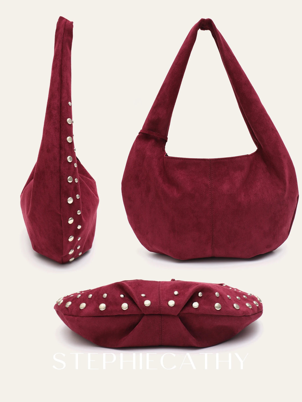 Studded Slouchy Hobo Bag