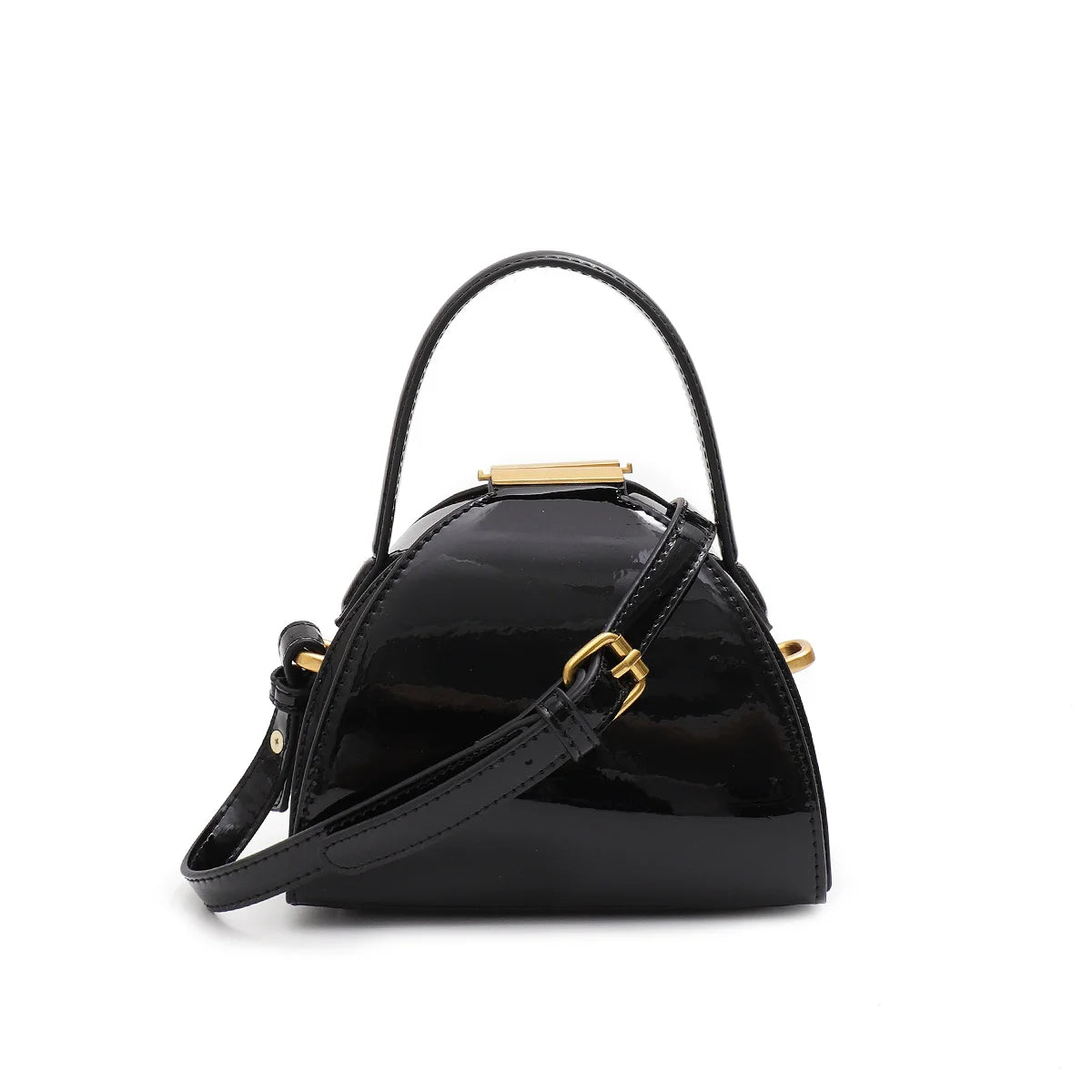 Curved Lock Crossbody Bag