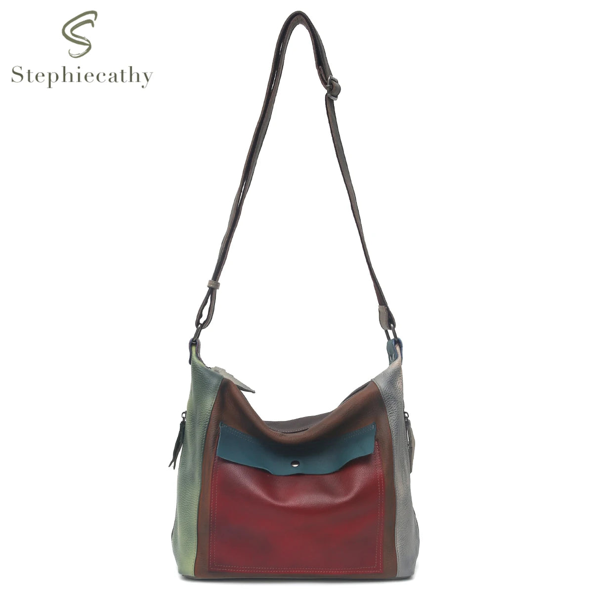 Colorblock Multi-Pocket Shoulder Bag