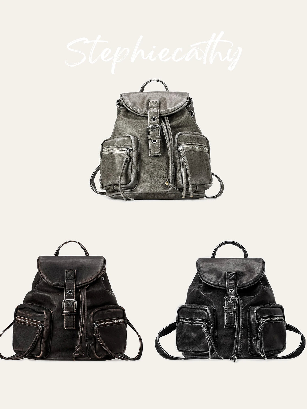 Multi-Pocket Drawstring Backpack