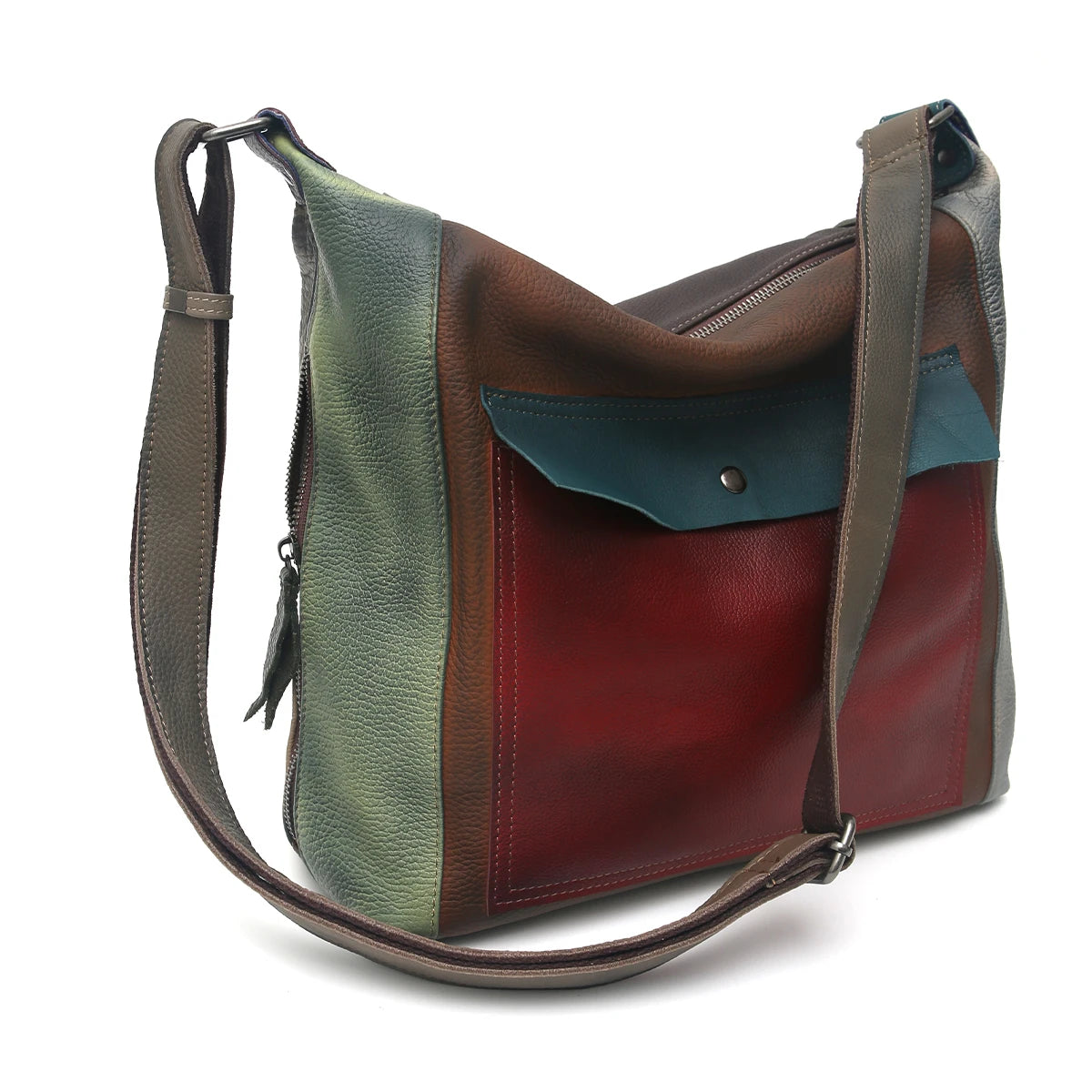 Colorblock Multi-Pocket Shoulder Bag