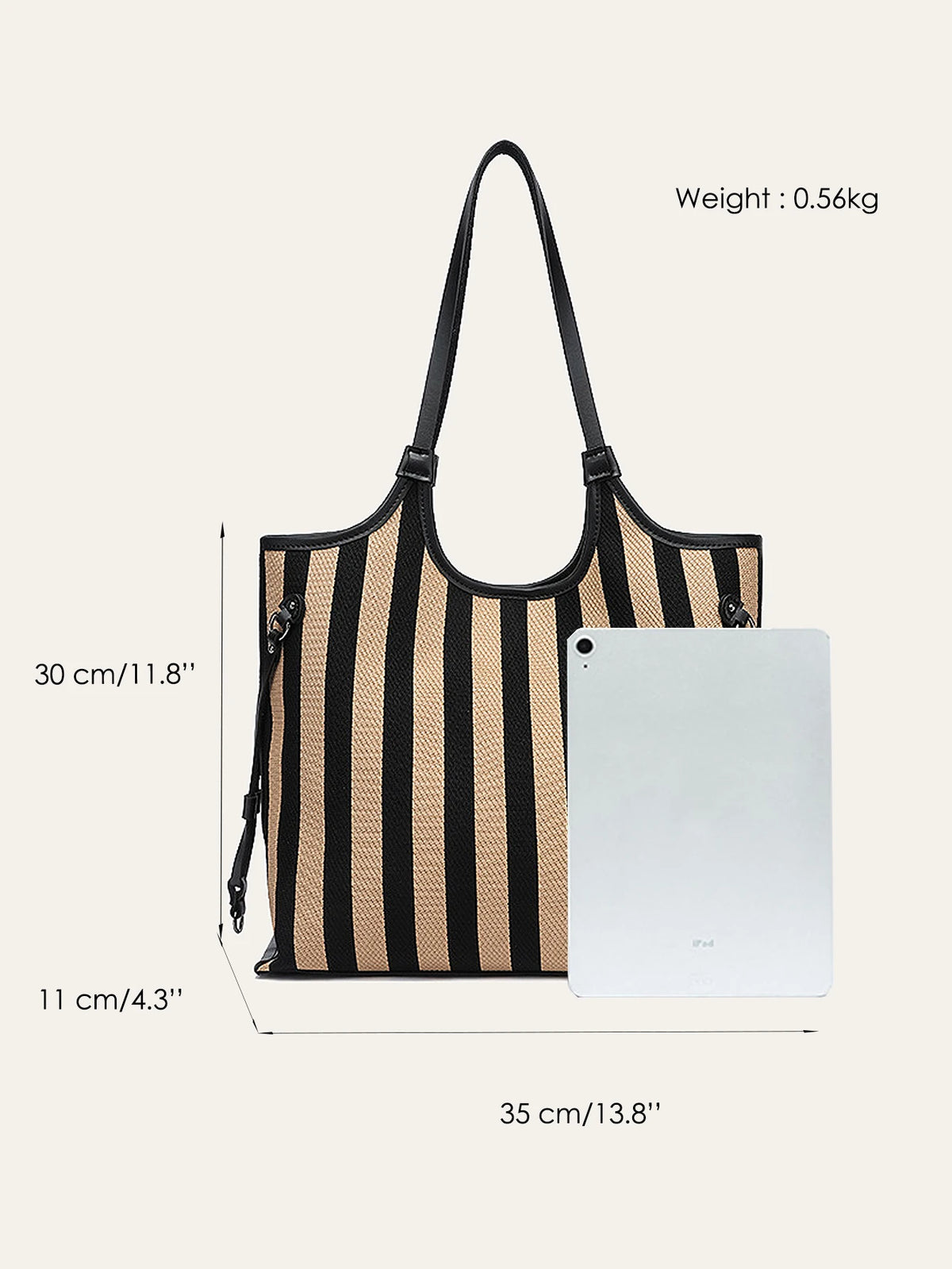 Striped Cutout-Handle Tote
