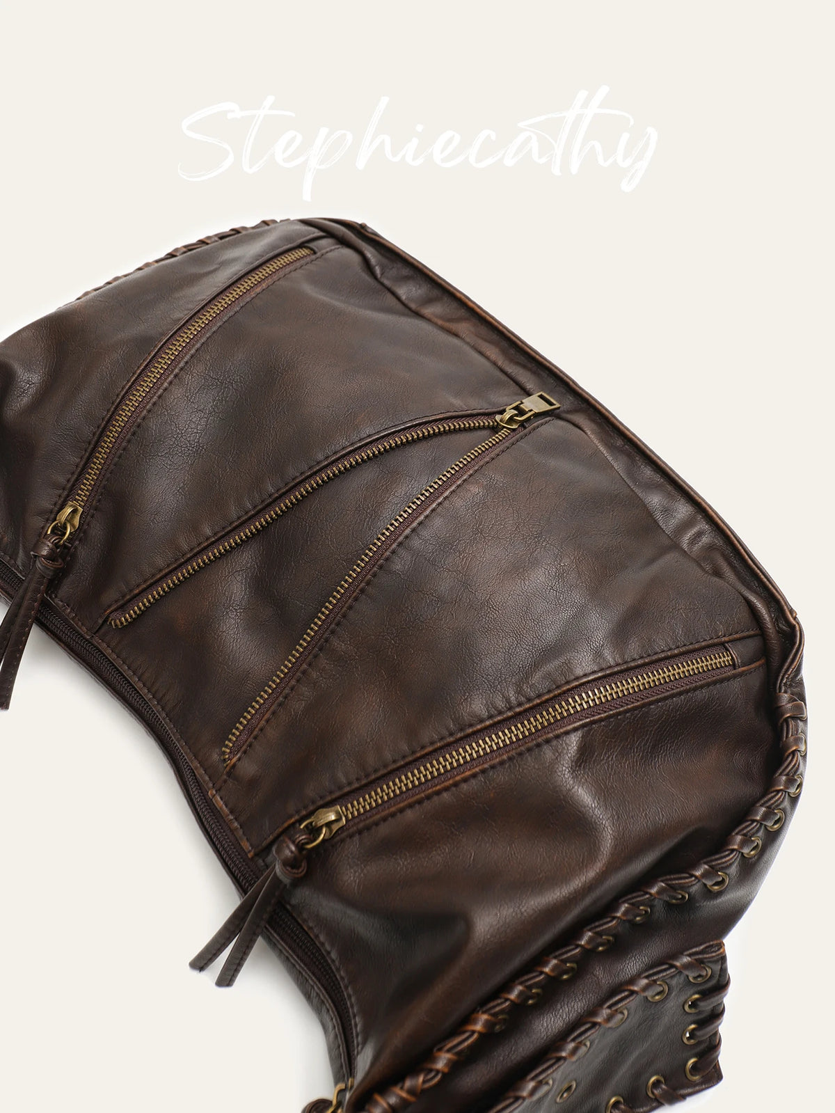Braided-Strap Zip Hobo