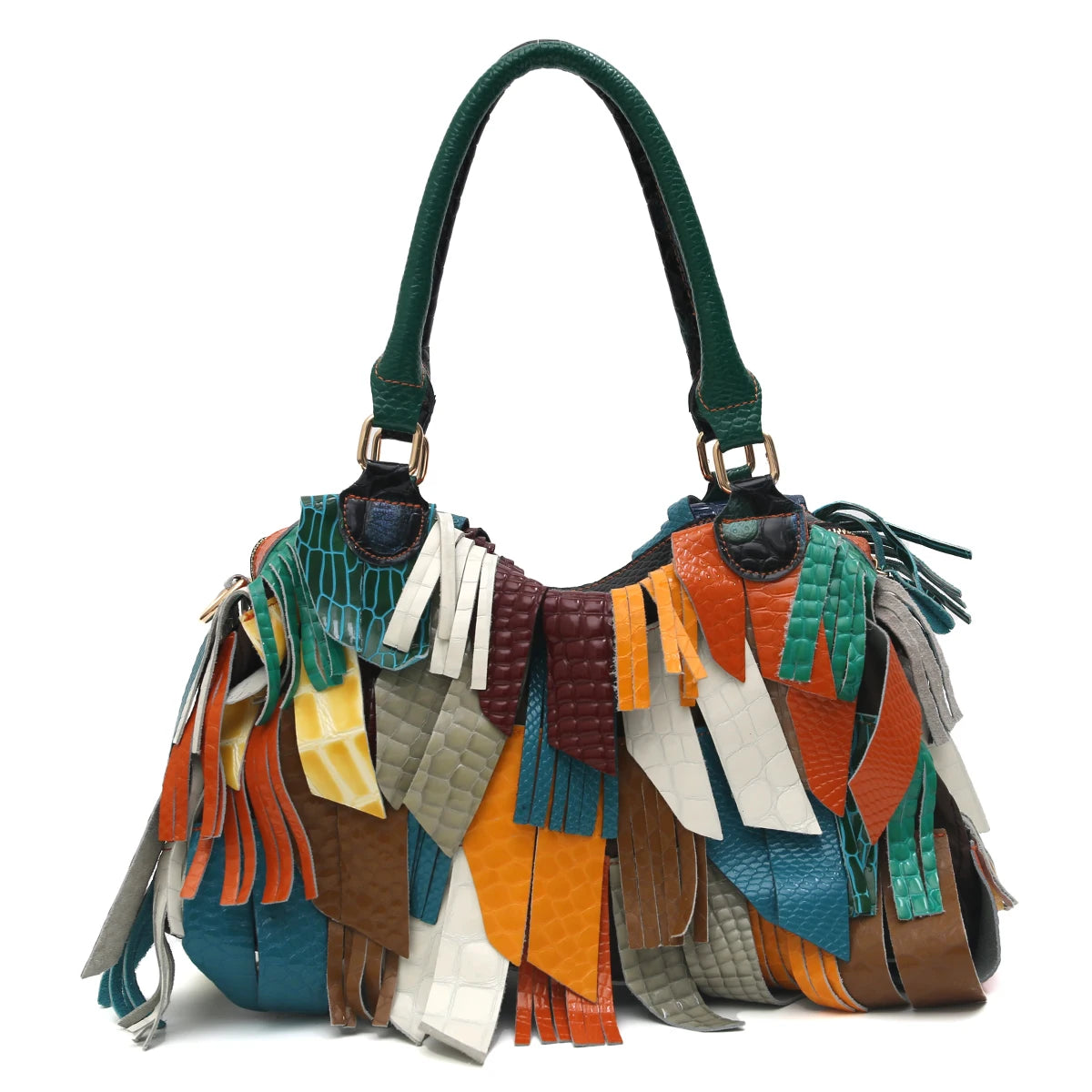 Tassel Patchwork Shoulder Bag