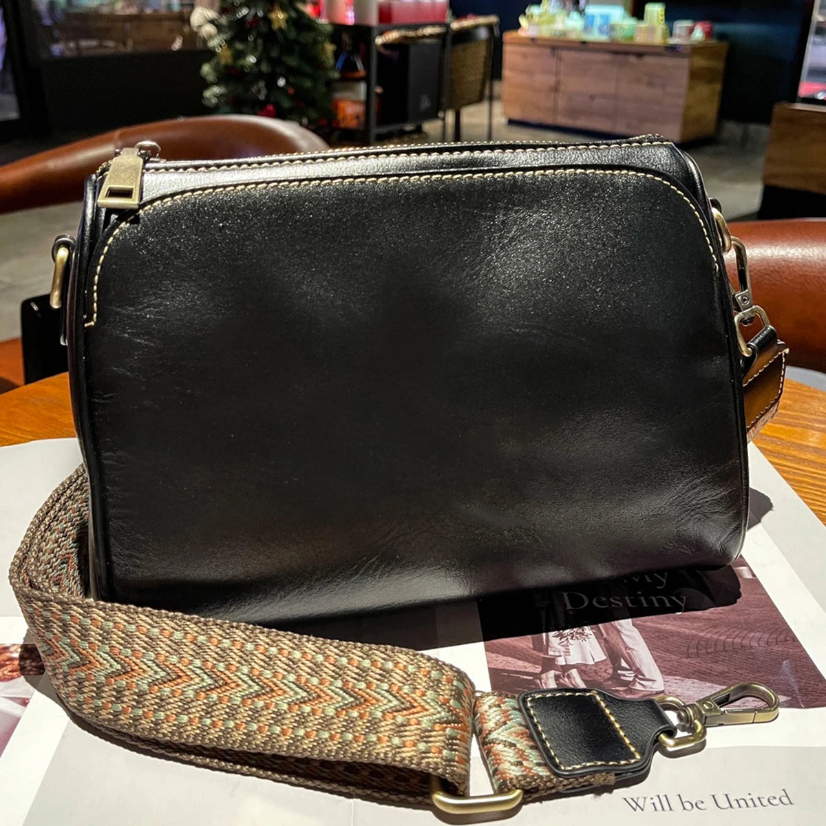 Wide-Strap Square Crossbody