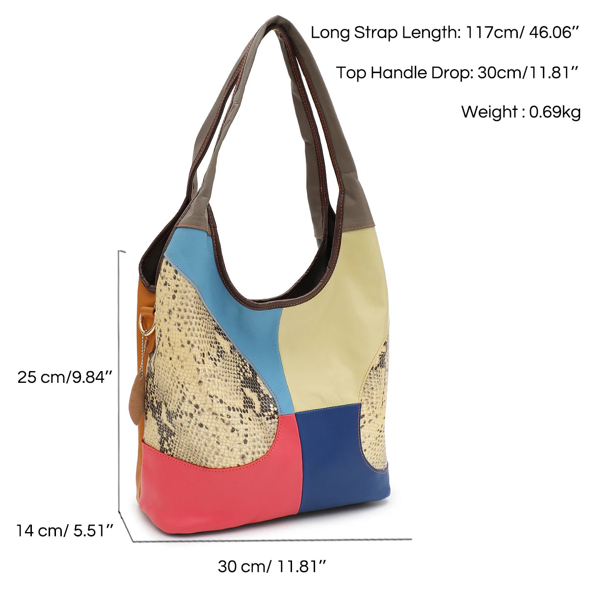 Colorblock Patchwork Shoulder Bag