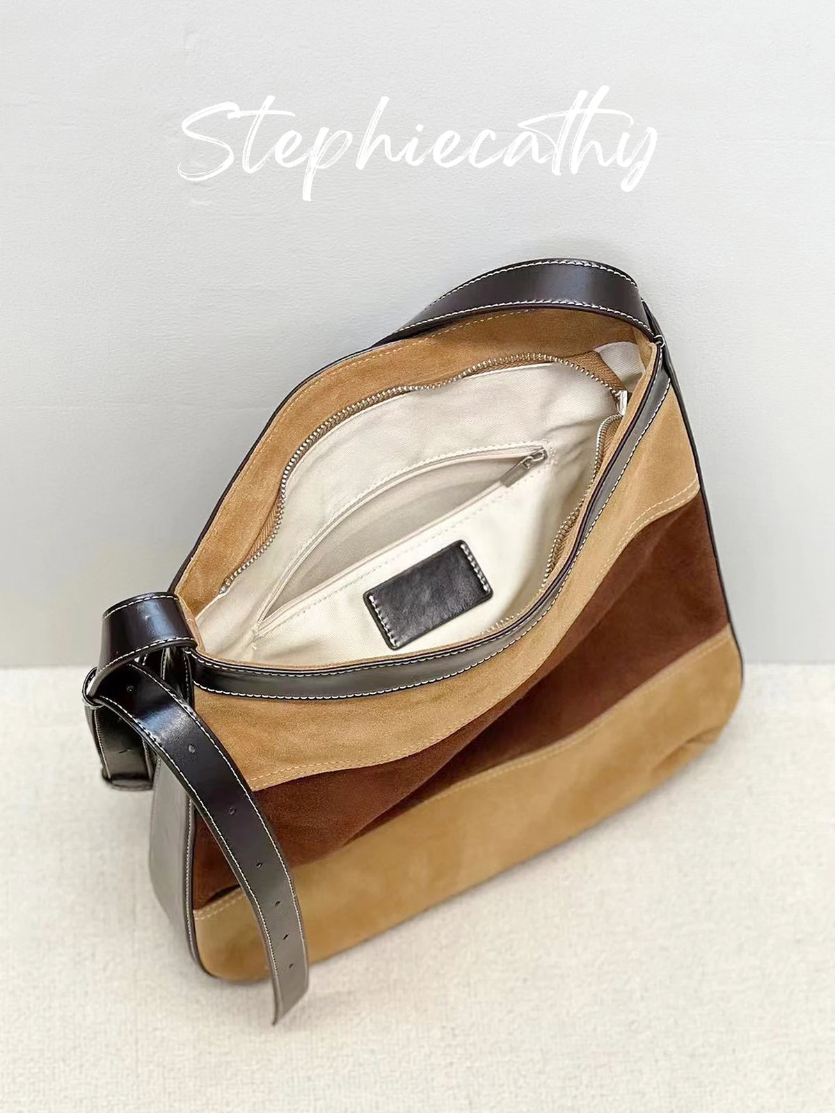 Striped Panel Shoulder Bag