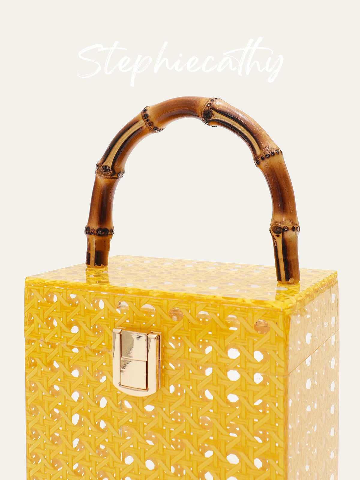 Bamboo-Handle Box Clutch